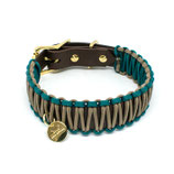 Biothane Paracord Halsband "DUNKELBRAUN & TAN/PETROL"