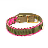 Biothane Paracord Halsband "BEIGE & OLIV/LACHS"