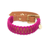 Biothane Paracord Halsband "COGNAC & FUCHSIA"
