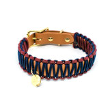 Biothane Paracord Halsband "COGNAC & DUNKELBLAU/DUNKELROT"