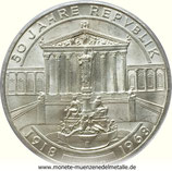 50 Schilling 50 Jahre Republik Österreich 1968