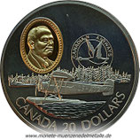 20 Dollar Passagierflugzeug  Kanada 1993 Silbermünze mit Gold-Kamee