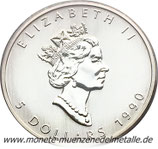 5 Dollar Maple Leaf Kanada Div. Jahrgang
