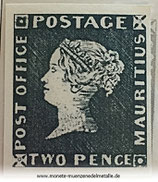 2 Pence Die Blaue Mauritius Briefmarken Repik