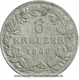 6 Kreuzer Württemberg Deutschland 1846