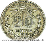 20 Centavos  Strahlende freiheitsmütze Mexiko 1928