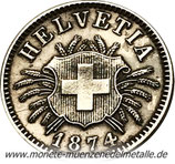5 Rappen Wappen auf Ähren   Schweiz 1874