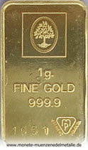 1 Gramm Div. Motiv Gold Barren