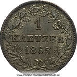 1 Kreuzer Karl Württemberg Deutschland 1865