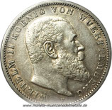 3 Mark Wilhelm II Württemberg  Deutsche Reich 1910