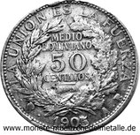 50 Centavos 1/2 Boliviano  Bolivien 1905