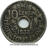 10 Centimes Arabische Französische Inschrift Tunesien 1933