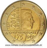 2 Euro 175 Jahre Unabhängigkeit  Luxemburg  2014