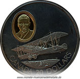 20 Dollar Doppeldecker   Kanada 1992 Silbermünze mit Gold-Kamee