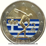 2 Euro Farbe Olympische Spiele Athen Griechenland 2004