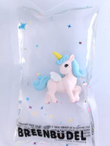 Breenbüdel 2.0 mit Einhorn blau stehend