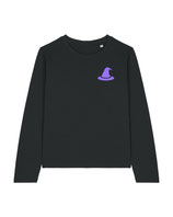 Haecksen Power / fittetd Longsleve T-Shirt / black / Front. + Rückendruck