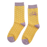 Socken / One Size 37-41 /  Damen mit Fahrrad gelb/gepunktet