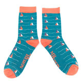 Socken / One Size 40-45 / Segelboote grün/orange
