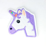 Patch Einhornkopf lila 5,5x5,5cm