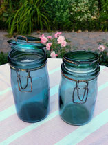 2 Groen glazen wekpotten