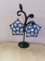 Boucles d'Oreilles Mandala Bleues