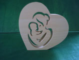 Holzfigur stehendes Herz Mama mit Baby