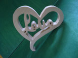 Holzfigur geschwungenes Herz mit Love
