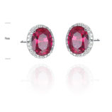 Evideence Orecchini argento 925 rodio zirconi bianchi pietra rubino ART.4310