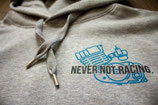 Hoodie "Never not racing" grau