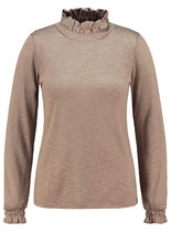 Key Largo Damen T-Shirt Pullover Stehkragen langarm longsleeve Oberteil TIME WLS00208 Tube taupe