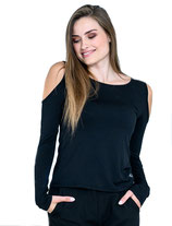 Key Largo Damen t-Shirt Rundhals langarm longsleeve Oberteil SCOOP WLS00207 round schwarz