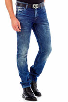 Cipo & Baxx Herren Jeans Slim Fit Style CD319Y vintage-used blau verwaschen