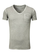Key Largo Herren T-Shirt V-Neck Basic Vintage used New SODA kurzarm T00619 dunkelgrau grau Silver