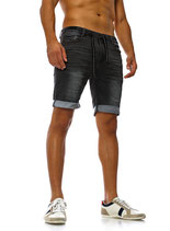 Sublevel Herren Jeans-Shorts Vintage Sweat-shorts Caprijeans destroyed Bermuda schwarz