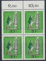 BRD 605 postfrisch Viererblock mit Bogenrand oben