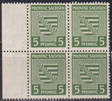 SBZ 75X postfrisch Viererblock mit Bogenrand links