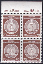 DDR-DI 27xX postfrisch Viererblock mit Bogenrand oben