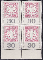 BRD 601 postfrisch Viererblock mit Bogenrand unten