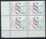 BRD 1230 postfrisch Viererblock mit Eckrand links unten