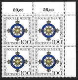 BRD 1613 postfrisch Viererblock mit Eckrand rechts oben