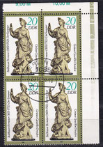 DDR 2906 I philat. Stempel Viererblock mit Eckrand rechts oben