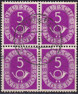 BRD 125 gestempelt Viererblock (kurzer Zahn)