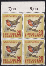 BRD 275 postfrisch Viererblock mit Bogenrand oben