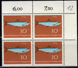 BRD 412 postfrisch Viererblock mit Eckrand rechts oben