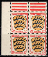 FRZO 8 postfrisch Viererblock mit Eckrand links oben