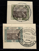 SAAR 57A+58A gestempelt auf Briefstück
