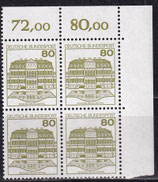BRD 1140 postfrisch Viererblock mit Eckrand rechts oben
