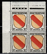 FRZO 10 postfrisch Viererblock mit Eckrand links oben