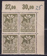 SBZ 7A postfrisch Viererblock mit Eckrand rechts oben